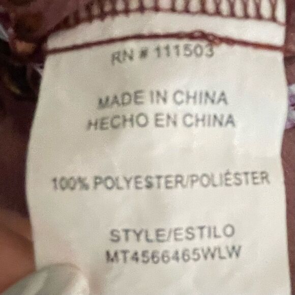 Lily White Floral 3/4 Sleeve Front Knot Blouse Wine With Yellow Pink Flowers Lrg - Picture 7 of 11